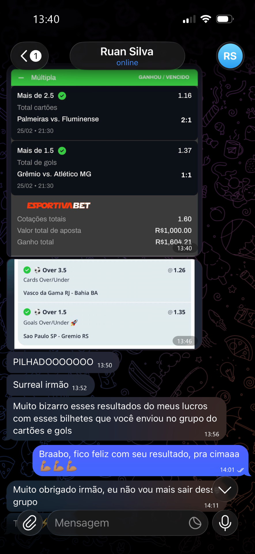 Ruan Silva — múltipla cartões e gols, R$ 1.604,21
